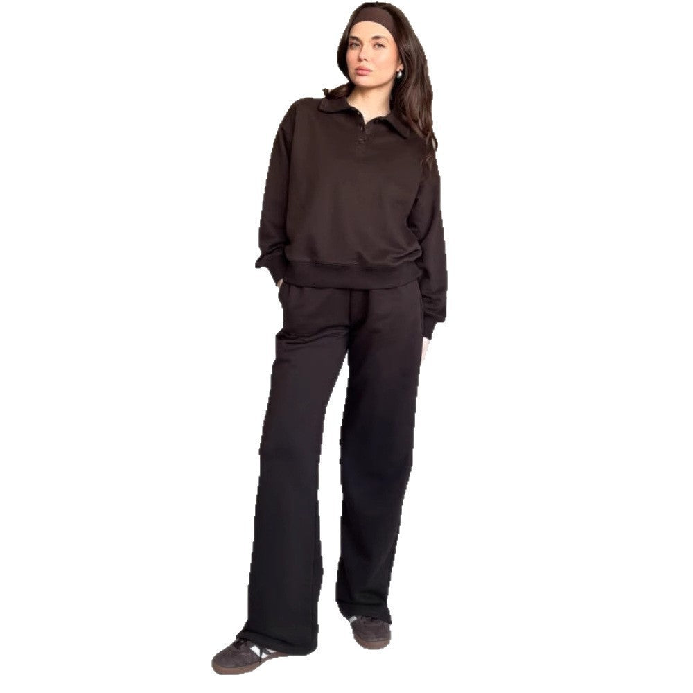 Damen lässiger Pullover mit Kragen und bequemen Sporthosen R&B