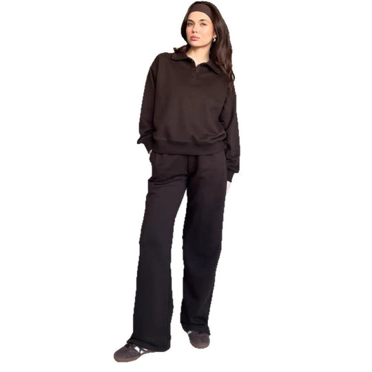 Damen lässiger Pullover mit Kragen und bequemen Sporthosen R&B