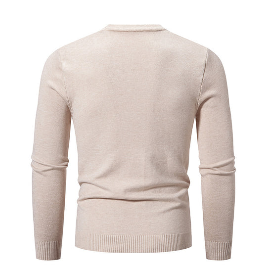 Herren Feiner Strickpullover mit Rundhalsausschnitt und Rippdetails R&B