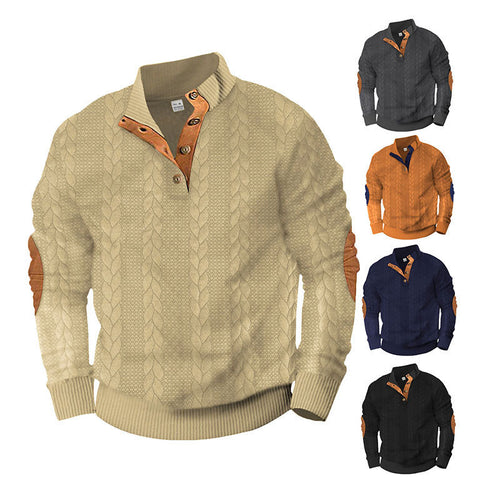 Herren modischer Strickpullover mit Stehkragen und kontrastierenden Akzenten R&B