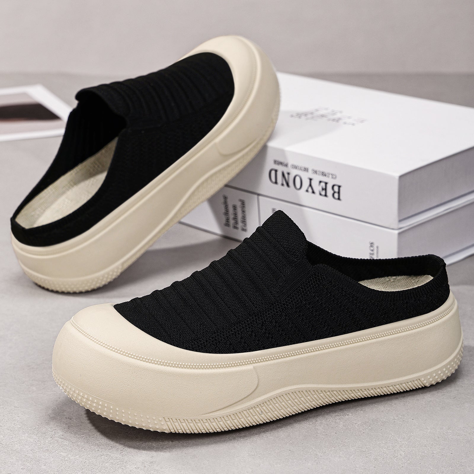 Damen modische Komfort-Slipper mit luftdurchlässigem Obermaterial und rutschfester Sohle R&B