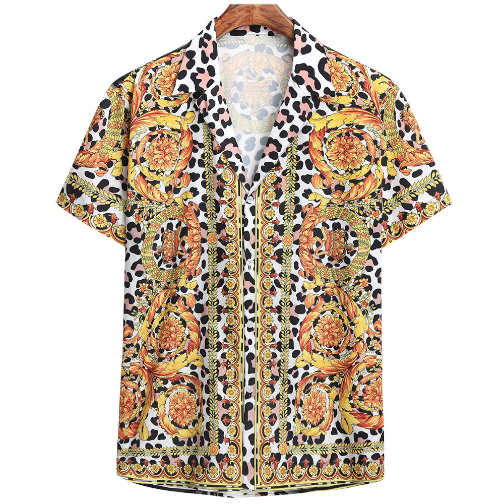 Herren Kurzarmhemd mit extravagantem Druck und luxuriösem Design