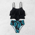 Damen Bikini-Set mit elegantem Volant-Oberteil und hochgeschnittenem Unterteil R&B