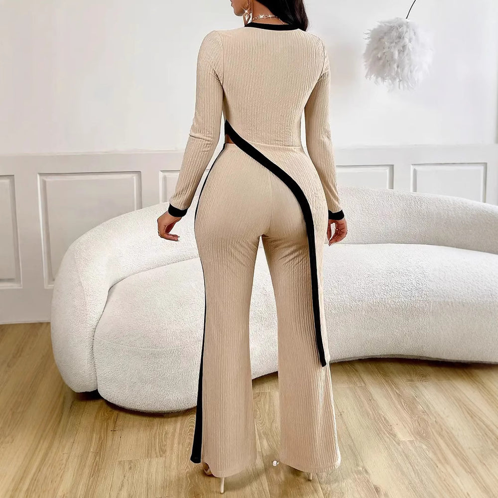 Damen Lässiger Jumpsuit mit seitlichen Kontraststreifen und elegantem Schnitt R&B