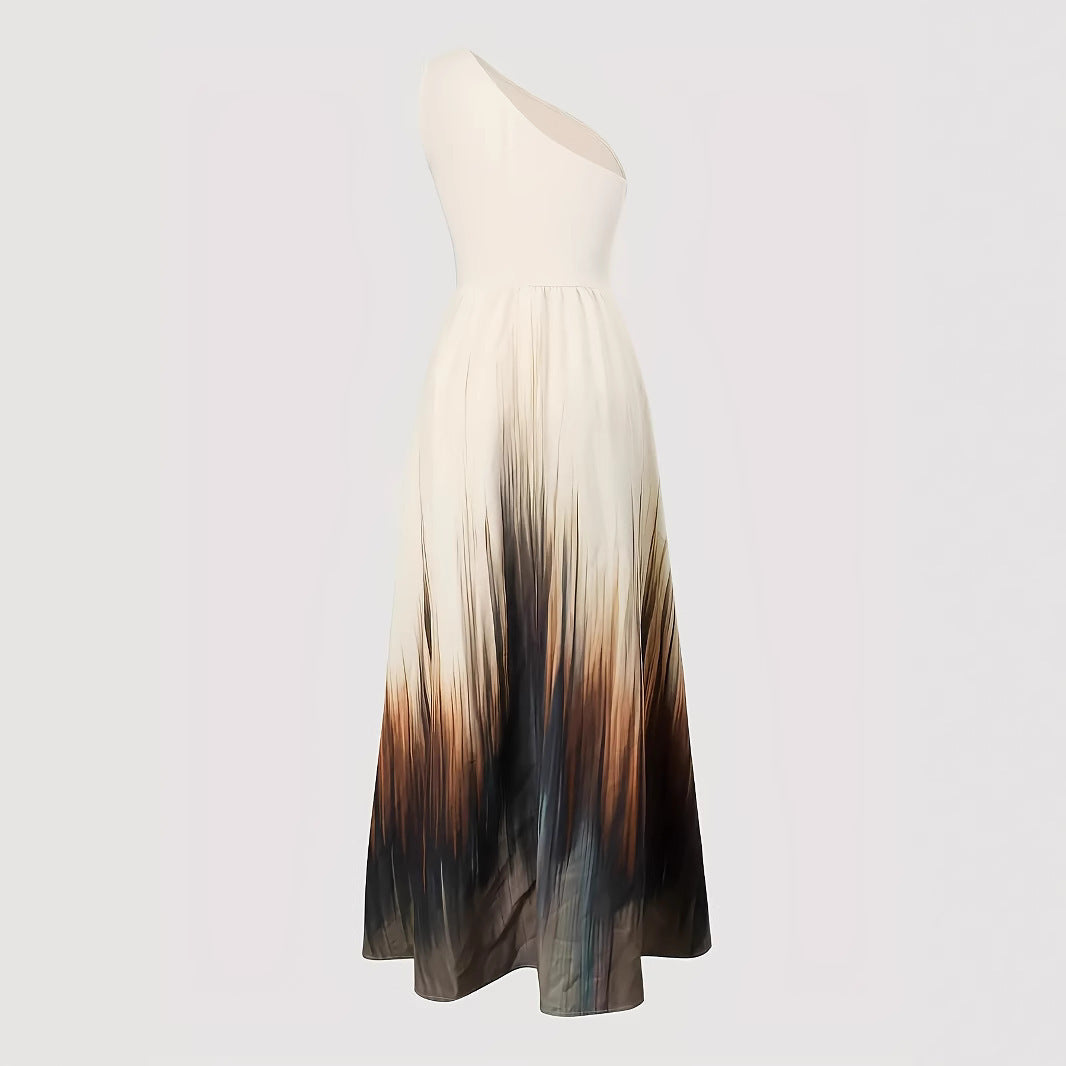 Damen Maxikleid mit asymmetrischem Schnitt und farbenfrohem Ombre-Design R&B