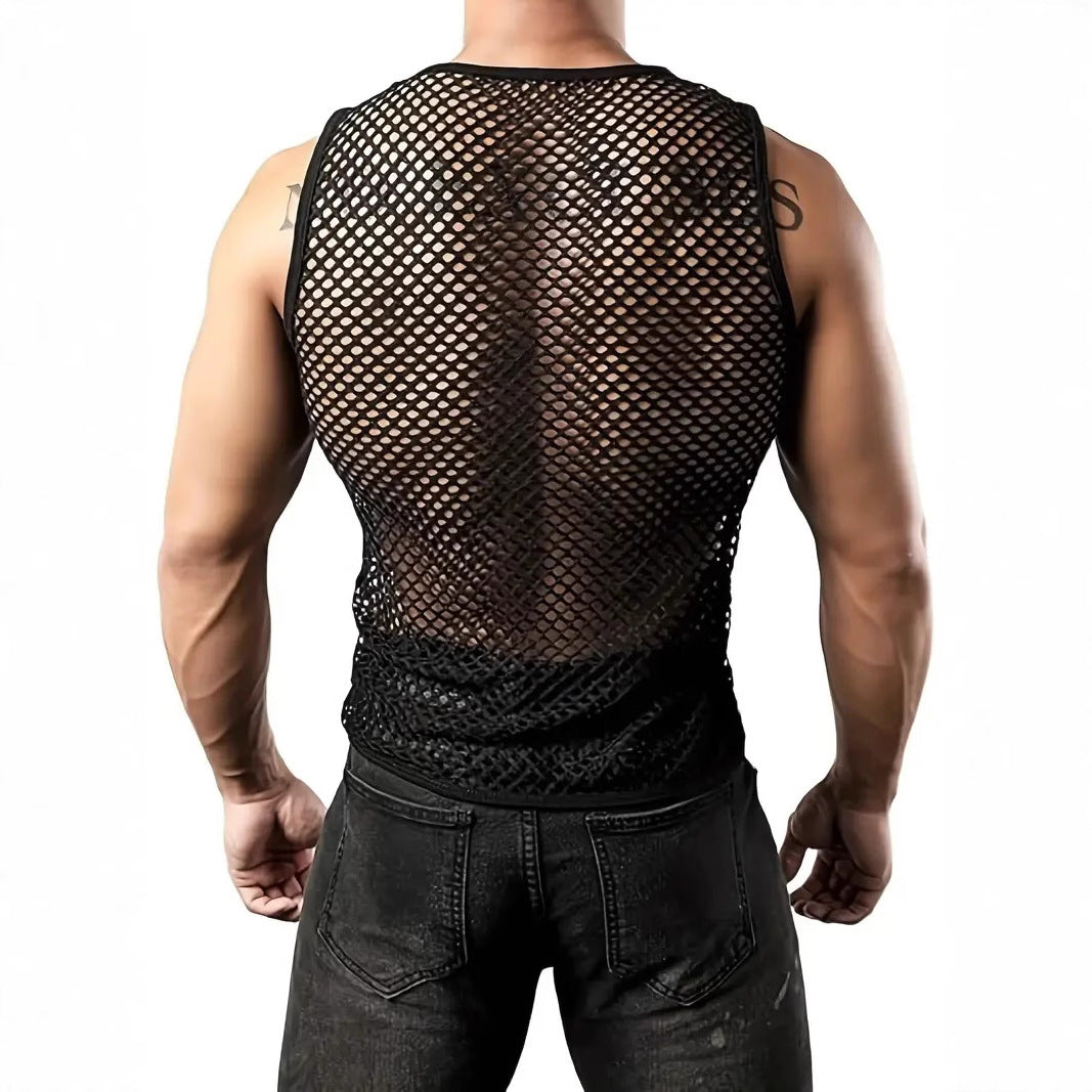 Herren Netz-Tanktop mit atmungsaktivem Design und elastischem Schnitt R&B