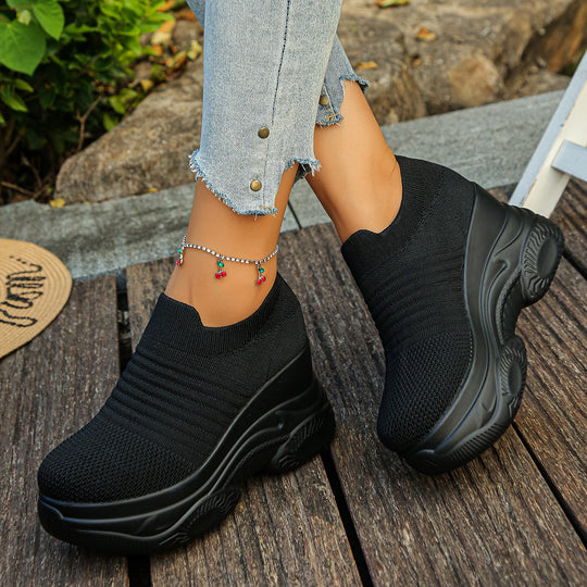 Damen Sneakers mit bequemem Stretch-Obermaterial und dämpfendem Plateau R&B