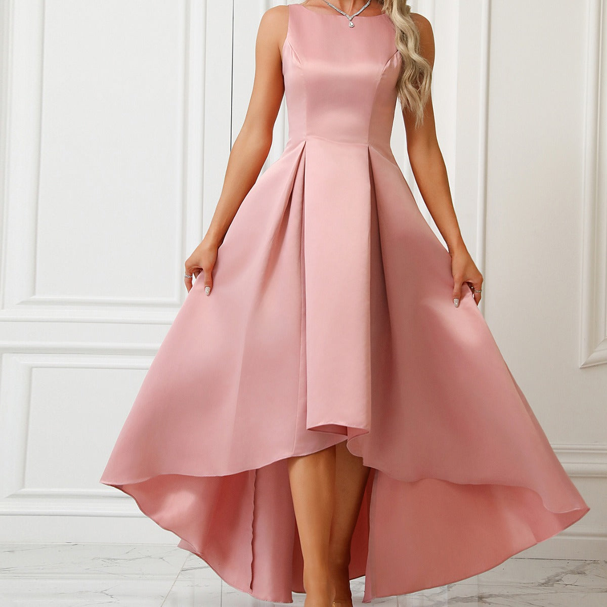 Damen Asymmetrisches Abendkleid aus satin mit Faltenwurf R&B