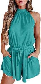 Damen Jumpsuit mit hohem Kragen und tailliertem Schnitt R&B