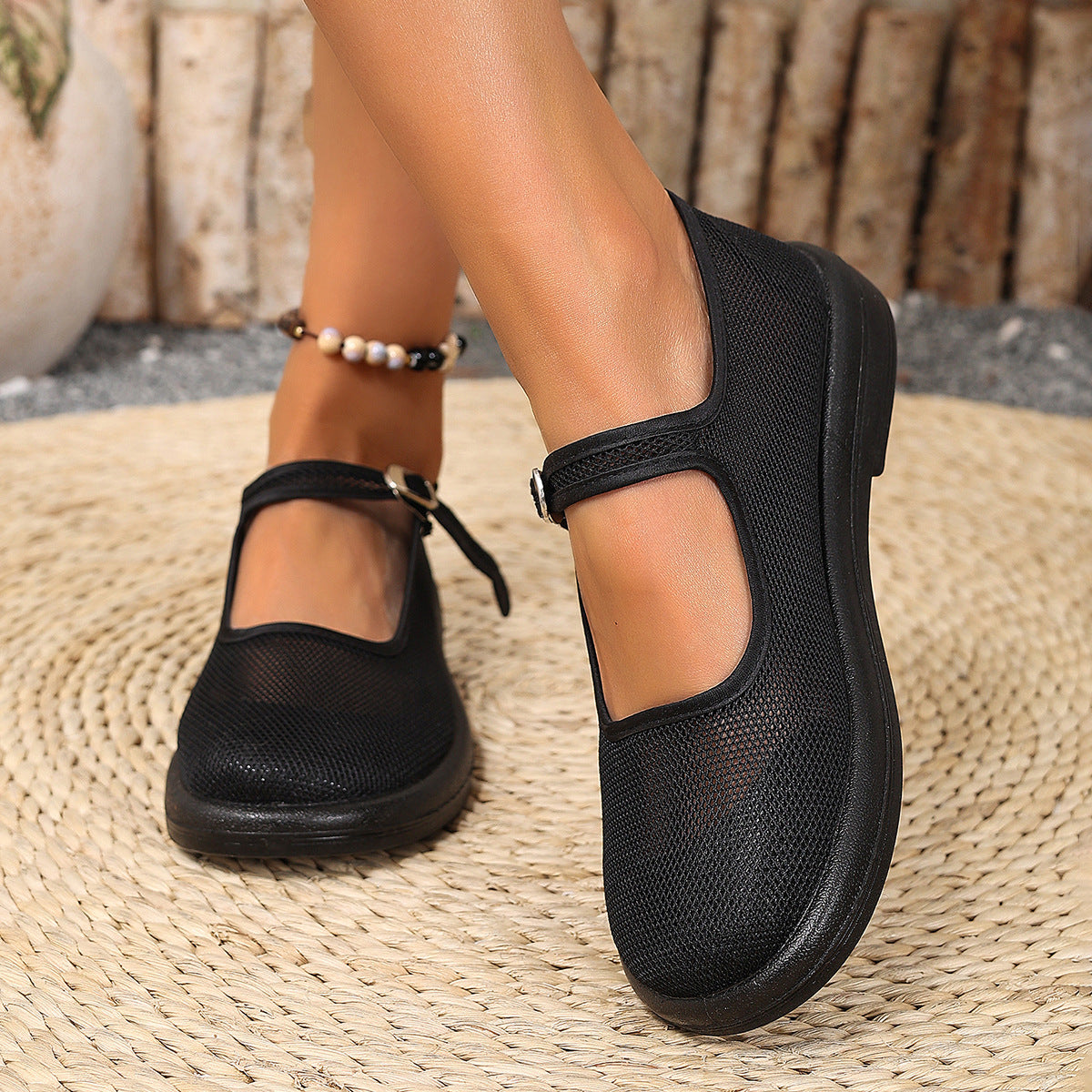 Damen Mesh-Ballerinas mit verstellbarem Riemen R&B