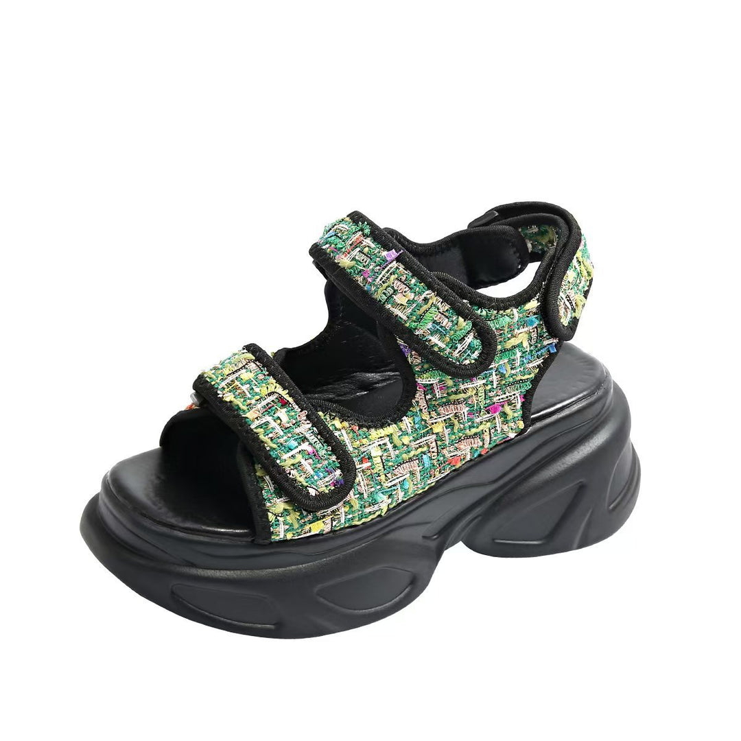 Damen Glamouröse Plateau-Sandalen mit verstellbaren Riemen und funkelnden Applikationen R&B