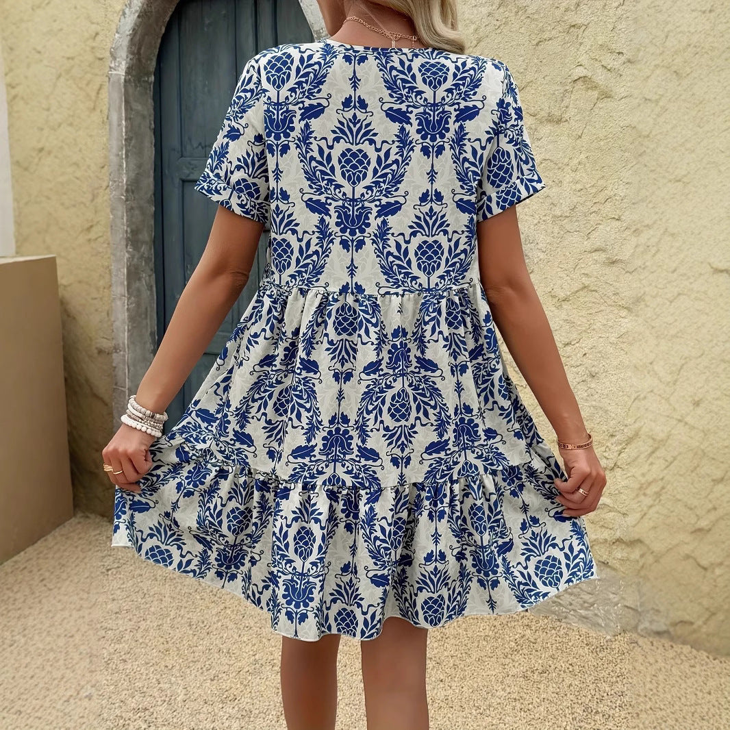 Damen Luftiges Freizeitkleid mit floralem Design und Rüschendetails R&B