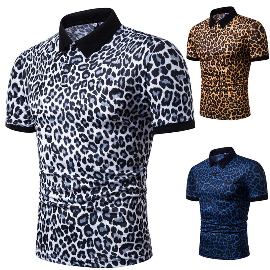 Herren Polo-Shirt mit aufregendem Leopardenmuster und modernem Schnitt R&B