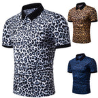 Herren Polo-Shirt mit aufregendem Leopardenmuster und modernem Schnitt