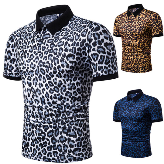 Herren Polo-Shirt mit aufregendem Leopardenmuster und modernem Schnitt R&B