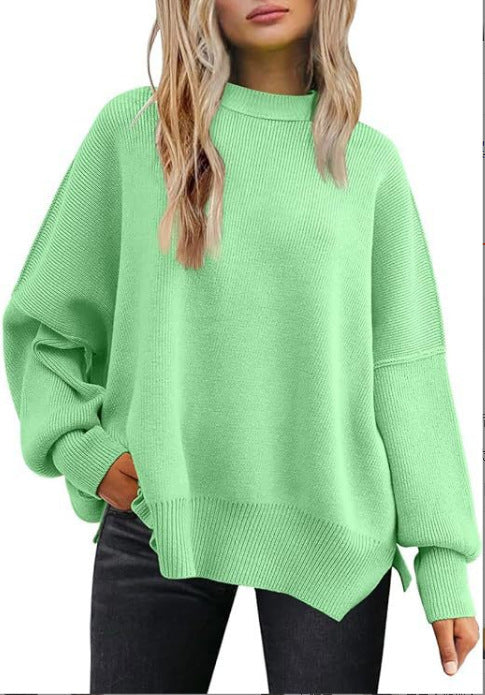 Damen Oversized Strickpullover mit breiten Ärmeln und strukturierter Oberfläche R&B