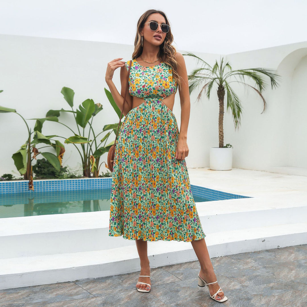 Damen Sommerkleid mit Cut-Out und floralen Motiven R&B