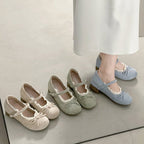 Damen elegante Mary Jane Ballerinas mit modischer Schleifenverzierung R&B