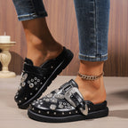 Damen Clogs mit funkelnden Zierteilen und modischem Schnallen-Design R&B