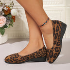 Damen Ballerinas mit R&Brnem Leo-Design und komfortablem Blockabsatz R&B