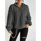 Damen kuscheliger Fleece-Pullover mit hochgeschlossenem Kragen und Reißverschluss R&B