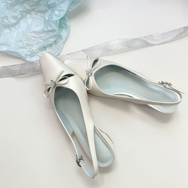 Damen Slingback Pumps mit schimmerndem Obermaterial und zarter Schleifenapplikation R&B