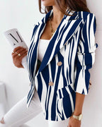 Damen Modischer Blazer mit ZR&Bra-Muster und doppelter Knopfleiste R&B
