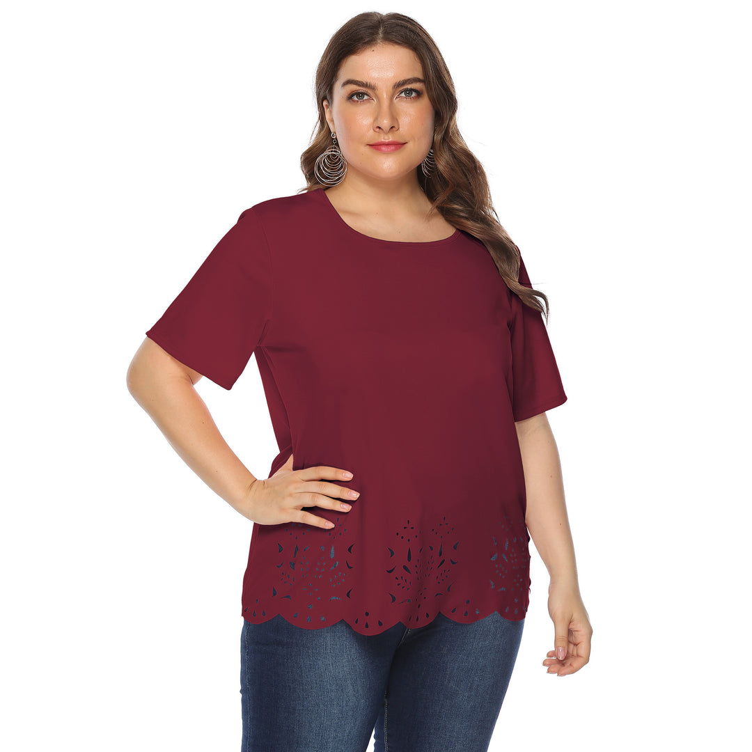 Damen luftiges Oberteil mit floralem Lochmuster R&B