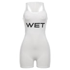 Damen Sportlicher Einteiler mit Racerback und auffälligem Logo R&B