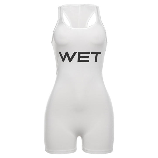 Damen Sportlicher Einteiler mit Racerback und auffälligem Logo R&B