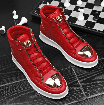 Damen High-Top Sneakers mit goldenen Details und Reißverschluss von R&B