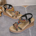 Damen Komfortable Wedge-Sandalen mit Dekorativem Schmuck R&B