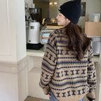 Damen Strickpullover mit modernem geometrischem Muster R&B