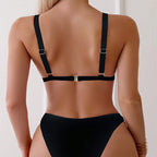 Damen Triangel-Bikini mit floralem Design und schmalen Trägern