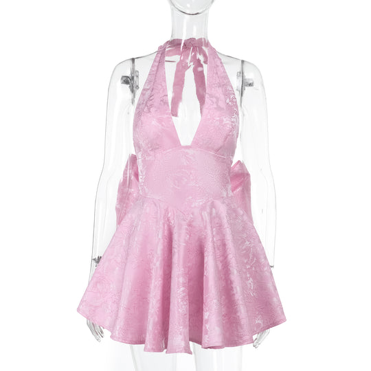 Damen Kleid mit tiefem V-Ausschnitt und ausgestelltem Rock R&B