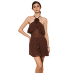 Damen ärmelloses Kleid mit Volantdetails R&B