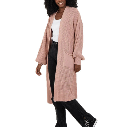 Damen Langstrickjacke mit lässigem Oversized-Schnitt und voluminösen Ärmeln R&B