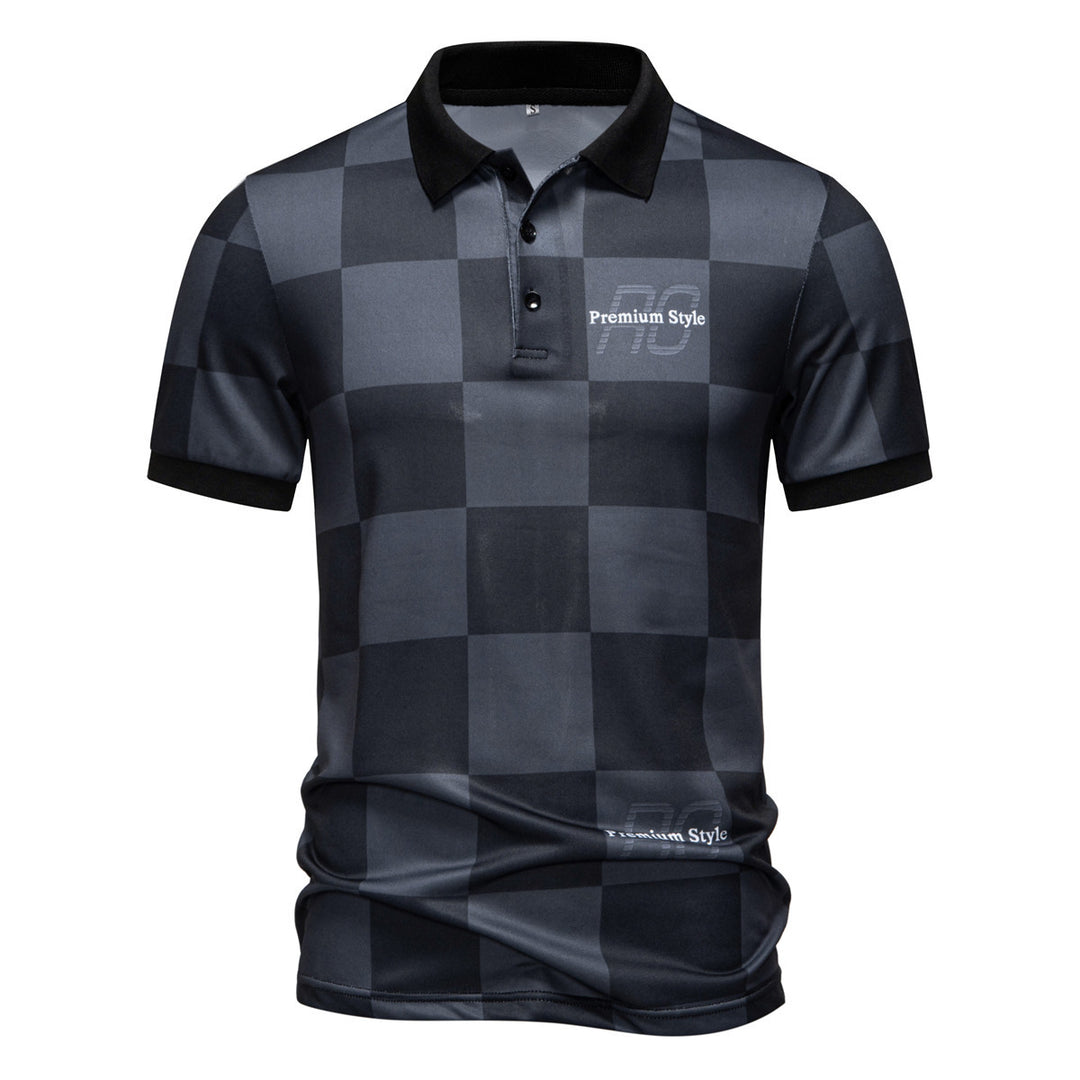 Herren Polo-Shirt mit kariertem Muster und modernem Kragen R&B