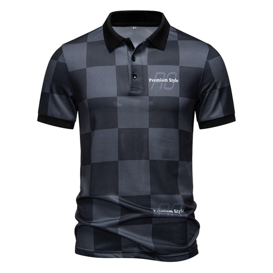 Herren Polo-Shirt mit kariertem Muster und modernem Kragen R&B