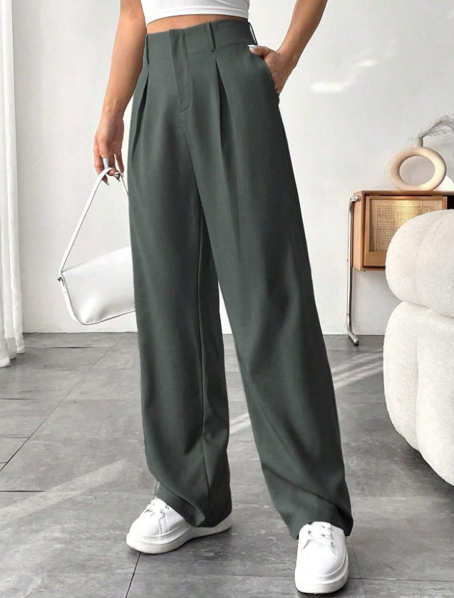 Damen Elegante Bundfaltenhose mit weitem Schnitt R&B