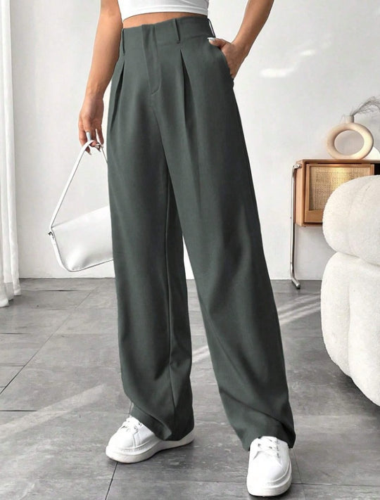Damen Elegante Bundfaltenhose mit weitem Schnitt R&B