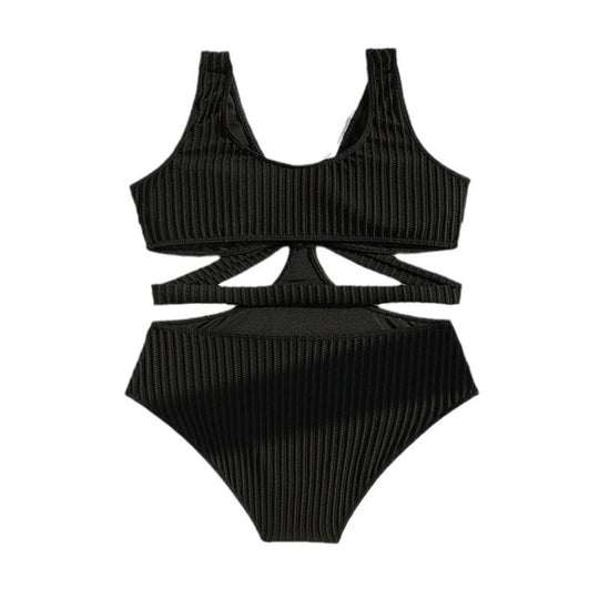 Damen Sportlicher Cut-Out Einteiler Badeanzug R&B