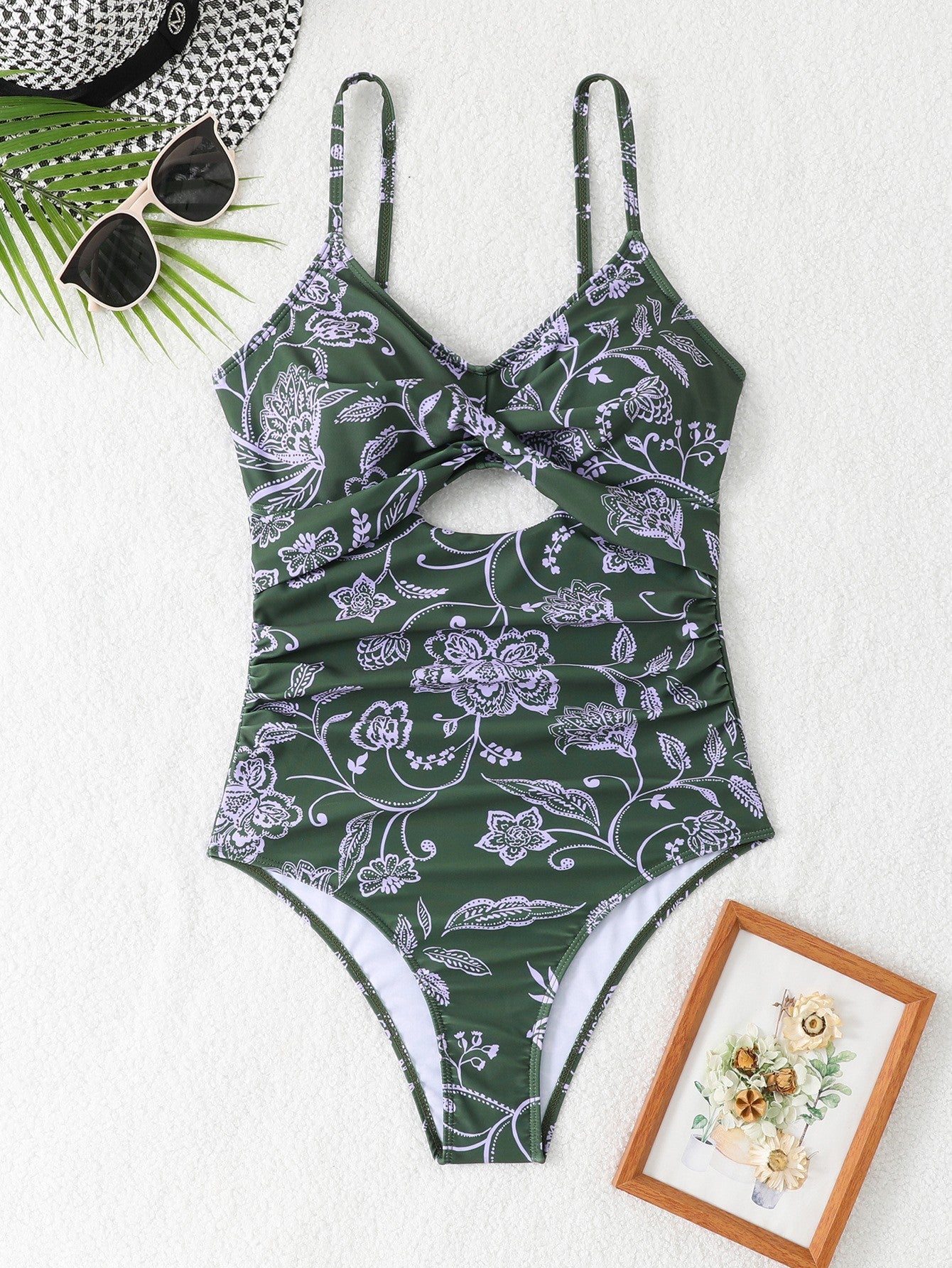 Damen Eleganter Einteiler Badeanzug mit floralem Design R&B