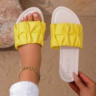 Damen Komfortable Riemchen-Sandalen mit modischem Falten-Design R&B