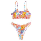 Damen Triangel-Bikini mit raffinierten Falten und floralem Design R&B