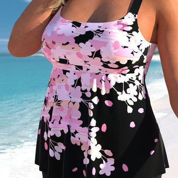 Damen Bade-Set mit floralem Oberteil und Shorts R&B