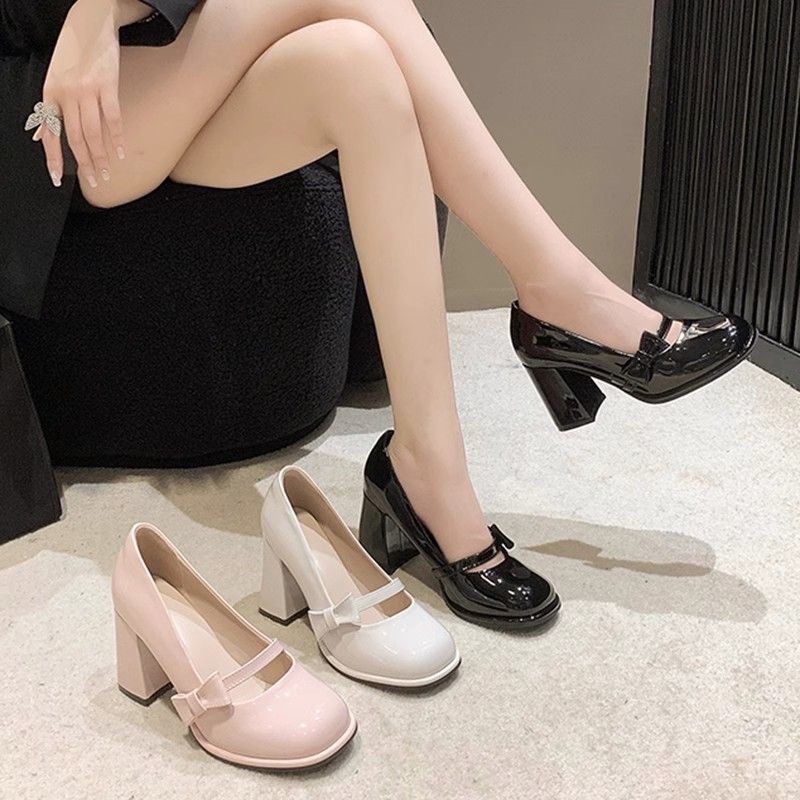 Damen elegante Mary Jane High Heels mit Blockabsatz R&B