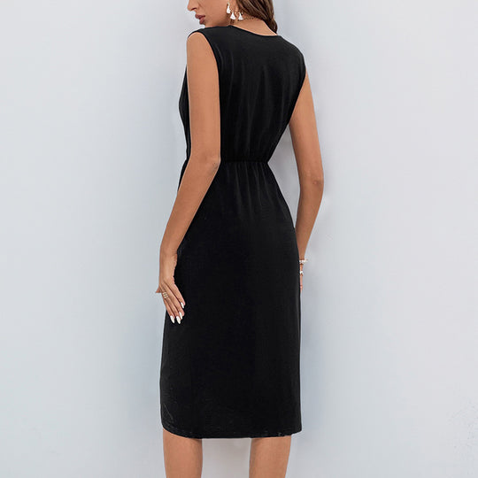 Damen Wickelkleid mit elegantem tiefem V-Ausschnitt und asymmetrischem Schnitt R&B