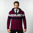 Herren stylische Strickjacke mit Kapuze und innovativem Design
