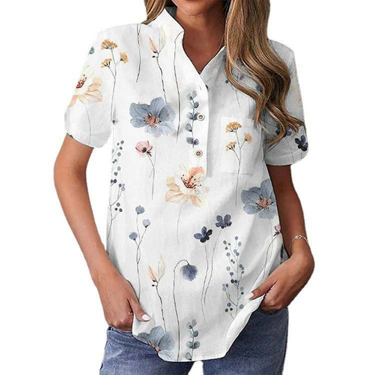 Damen Halbarmbluse mit floralem Stickdesign R&B